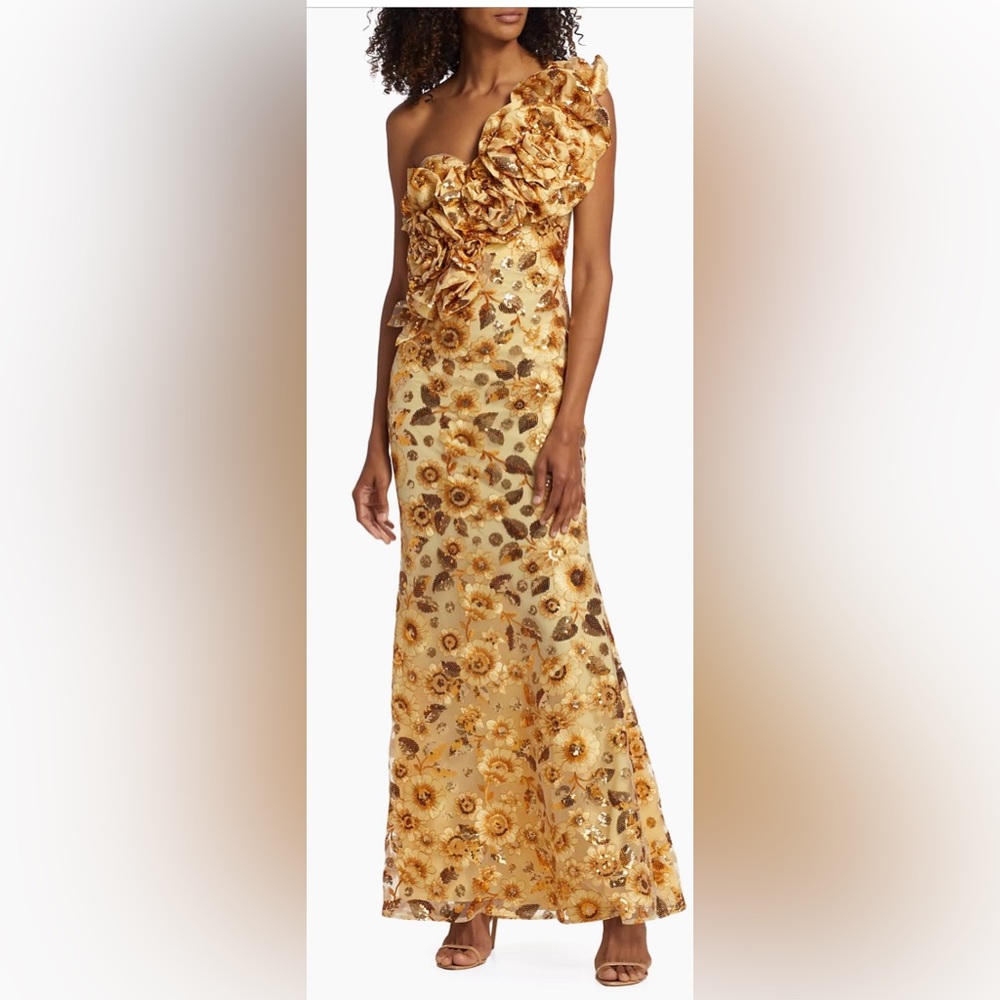 Badgley Mischka embroidered sequined evening gown